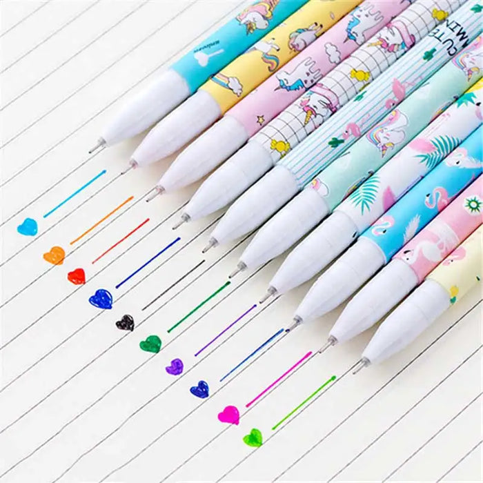 10 Piece Gel Pen Set Floral Animal Starry Designs 0.5Mm Tip