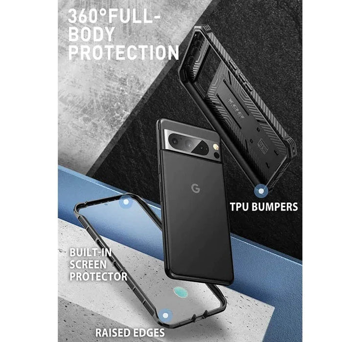 For Google Pixel 8 Pro Armorbox Full-Body Rugged Anti-Slip Bumper Case With Built-In Screen Protector & Kickstand