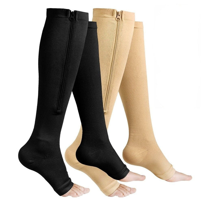 1 Pair Zipper Calf Compression Slim Length Stocking for Women