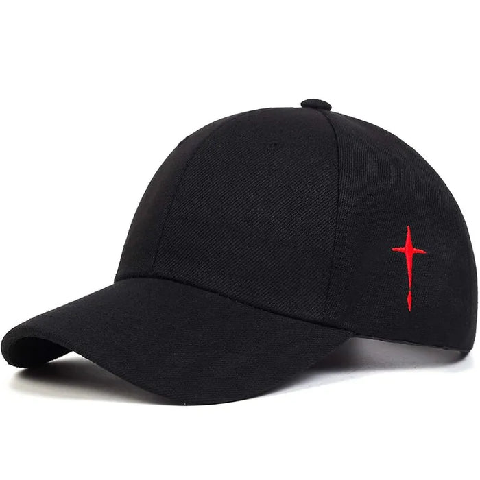 Embroidered Unisex Baseball Cap Simple Cross Water Drop Design Adjustable For Spring Autumn Outdoor Wear Sun Protection Hat