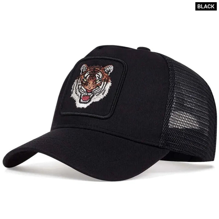 Adjustable Tiger Embroidered Baseball Cap / Hat For Outdoor Sun Protection