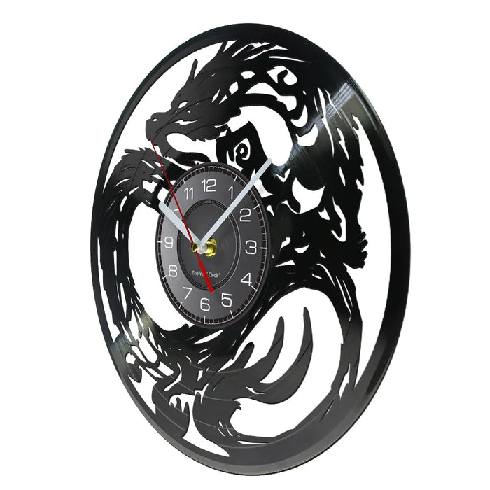 Yin Yang Dragon Vinyl Record Wall Clock