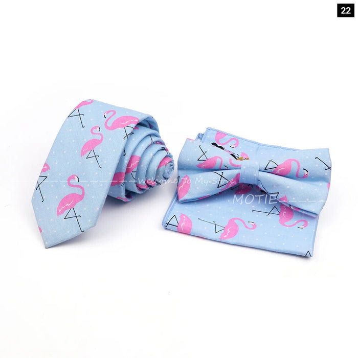 Colourful Cotton Ties And Pocket Square Set For Business And Weddings