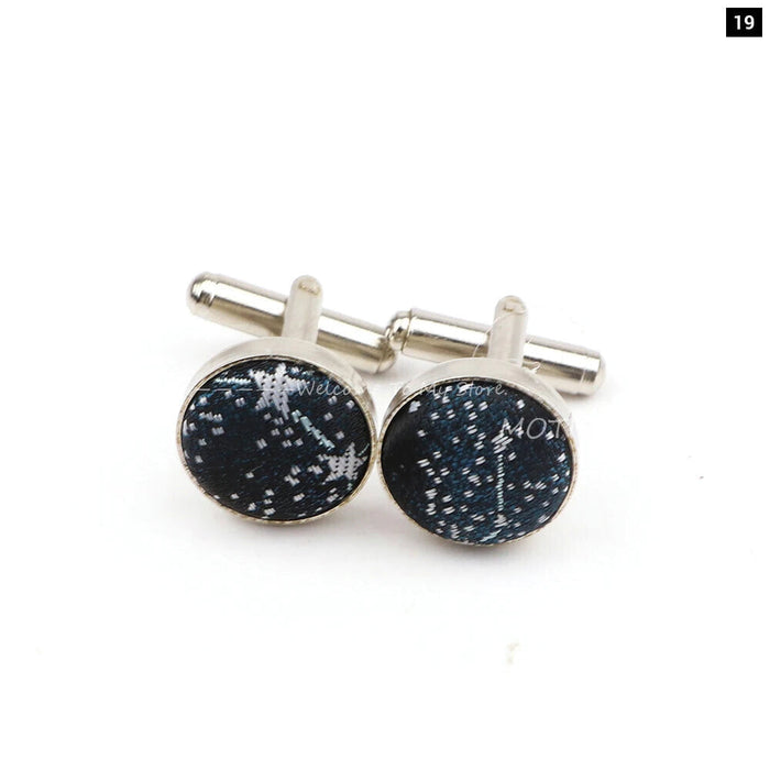 Dark Blue Floral Cufflinks For Weddings And Daily Wear