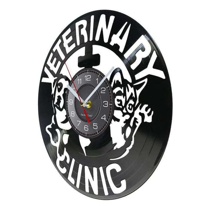 Vinyl Record Wall Clock For Veterinary Clinic Care