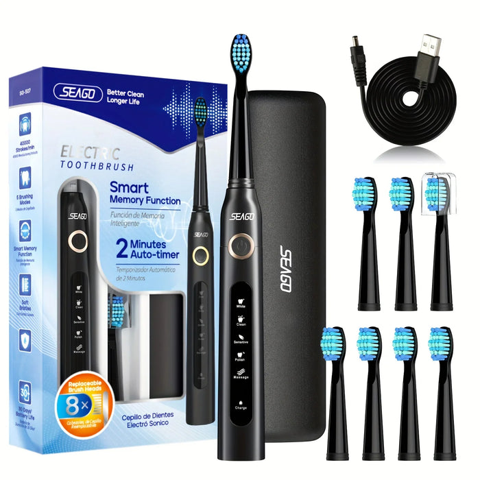 8 Head Sonic Toothbrush 5 Modes Rechargeable Ipx7 Waterproof