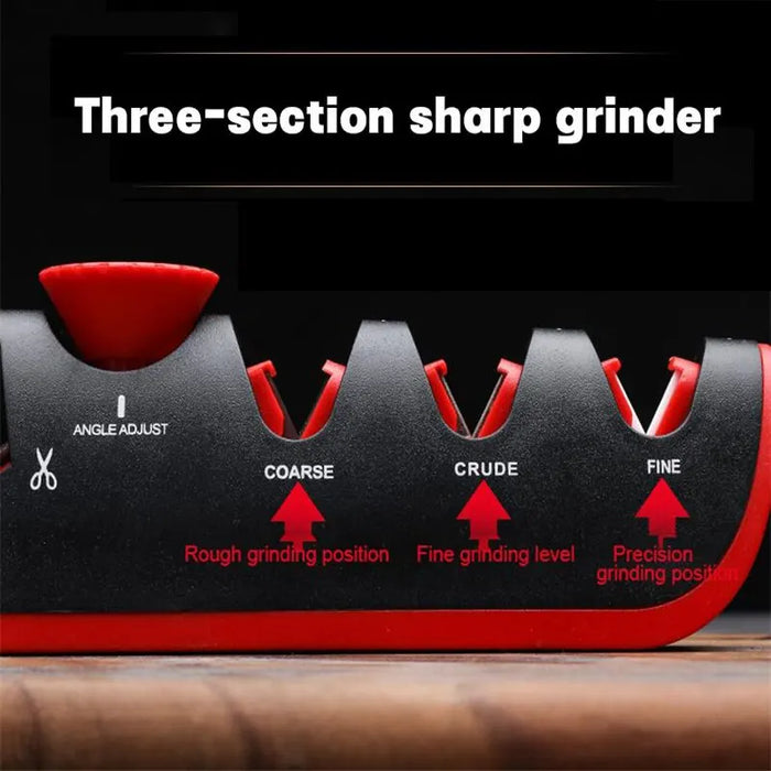 5 In 1 Kitchen Knife Sharpener Black Red Stainless Steel