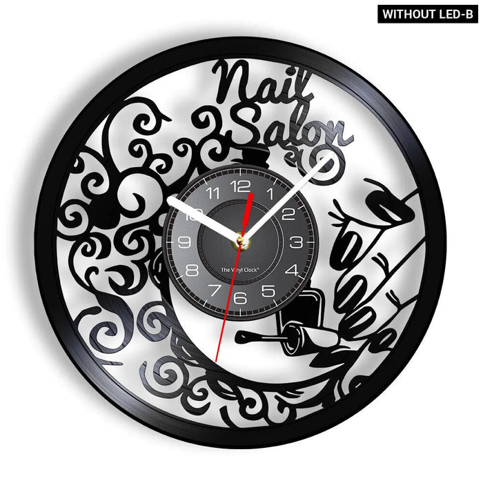 Beauty Store Wall Clock Manicure Design