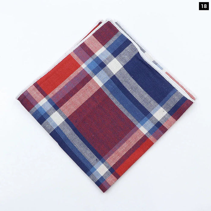 Vintage Plaid Cotton Hankerchiefs Pocket Squares