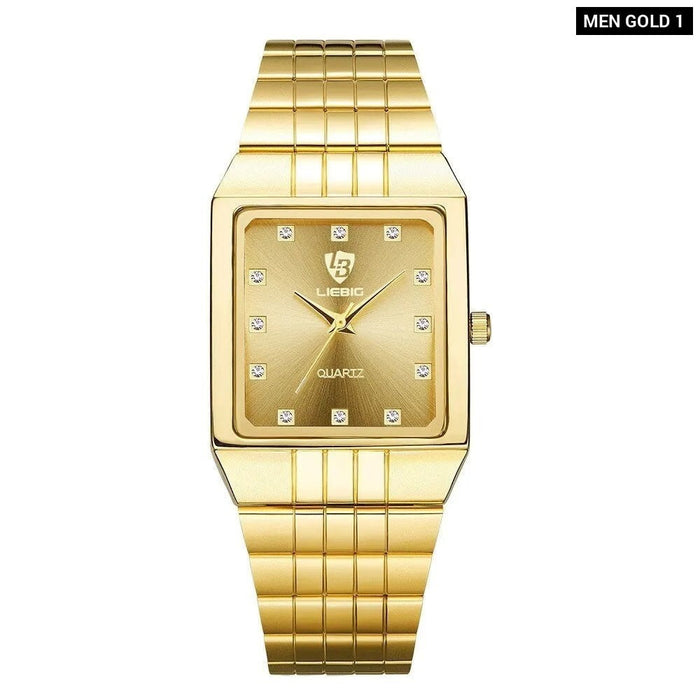 Luxury Stainless Steel Bracelet Golden Quartz Watch Men Women Watches Casual Wristwatches Female Male Clock