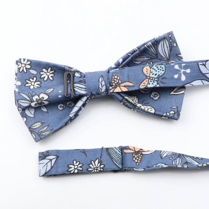 Floral Bow Tie And Handkerchief Set Mens Wedding Accessories