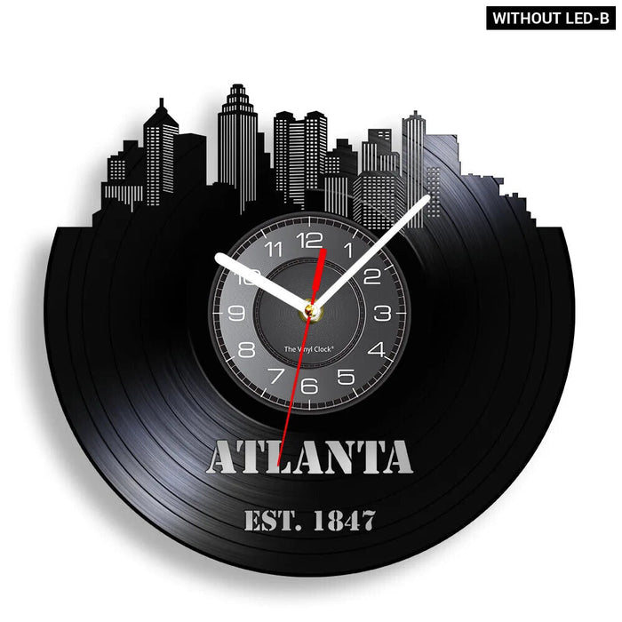 Atlanta Skyline Vinyl Record Clock