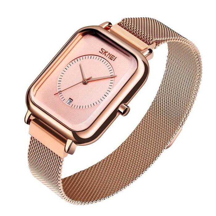 Women's Stainless Steel Band Analog Display Quartz 3ATM 30M Water Resistant Wristwatch