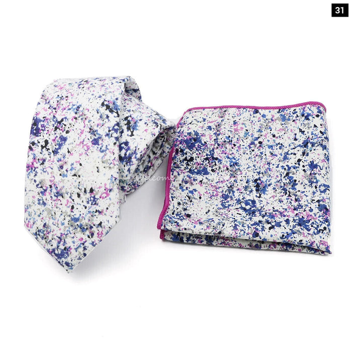 Floral Cotton Ties And Pocket Square Set For Business And Weddings