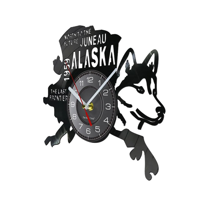 Alaska Cityscape Vinyl Record Clock