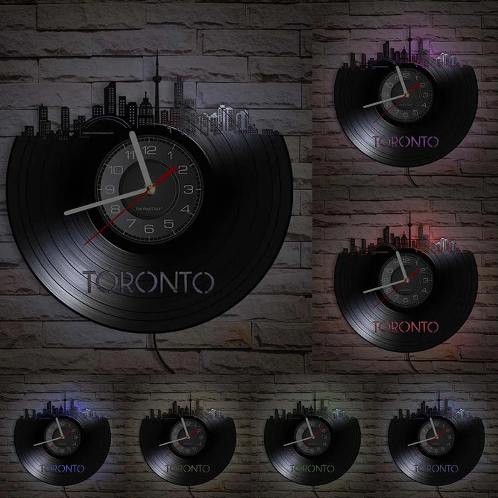 Toronto Skyline Vinyl Record Clock