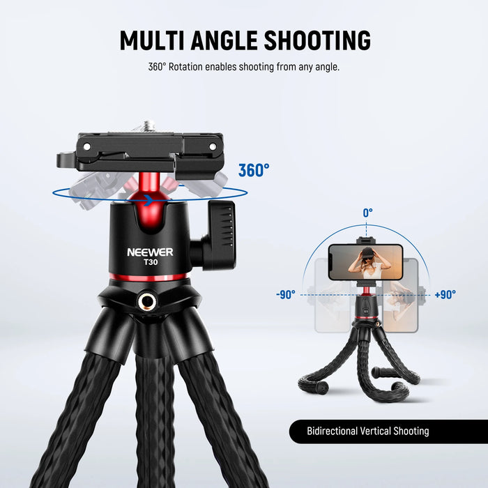 Flexible Mini Tripod Stand For Action Cameras And Phones Compatible With Hero 12 11 10 9 Vlogging And Iphone Mount Adapter Included