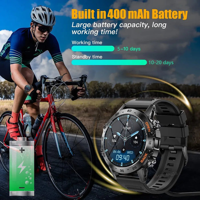 Melanda 1.39 Bluetooth Smart Watch For Men Ip67 Waterproof