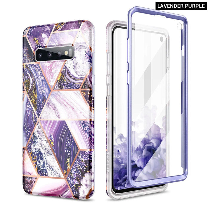 Samsung S10 Case 6.1 Geometric Marble Shockproof Cover With Screen Protector
