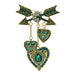 Heart Brooch 3 Colour Arrows Chain Pin