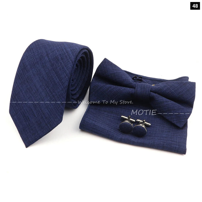 27 Colour Tie Set Classic Cotton Pocket Square Cufflink And Bowtie For Mens Wedding Party Accessories