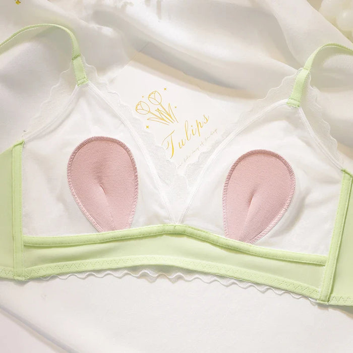 Lace Bra And Panty Set With Rabbit Ears