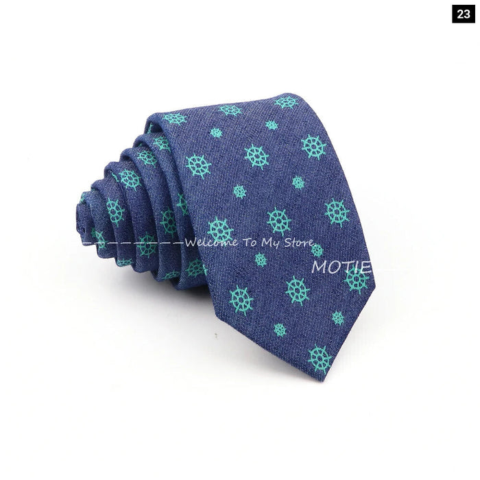 Floral Skull Anchor Denim Tie For Weddings Parties And Daily Wear