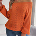 Rose Red Knitted Sweater With Hollow Out Design