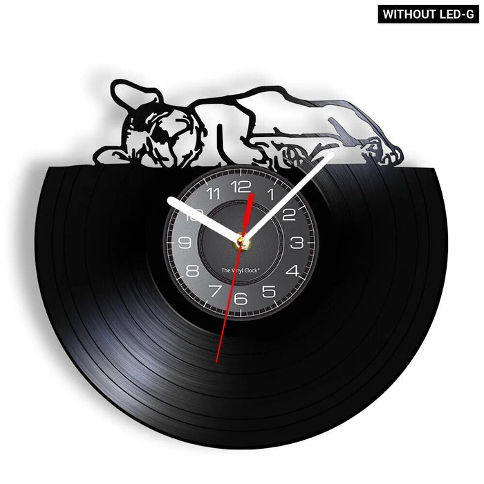 French Bulldog Vinyl Record Wall Clock