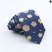 Classic Denim Floral Tie 7cm Skinny Cotton Feather Dot Mens