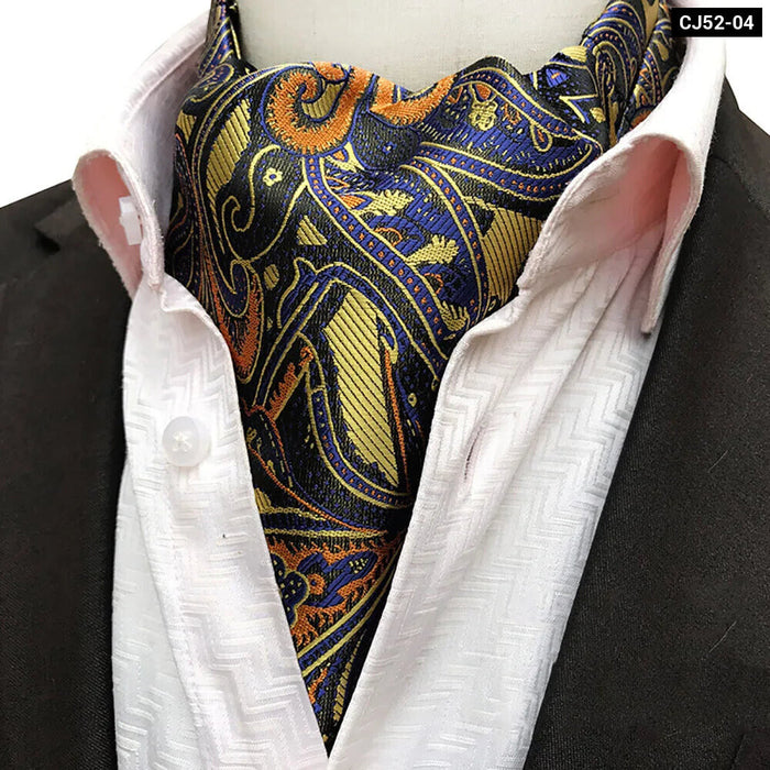 British Gentleman Tie Set Jacquard Paisley Cashew Cravat Ascot Scrunch For Weddings