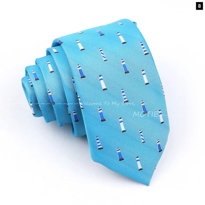 Blue Sailboat Necktie For Men Weddings Parties And Daily Wear