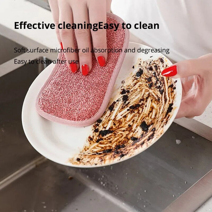 5pcs Super Absorbent Microfiber Double Sided Scrub Sponge