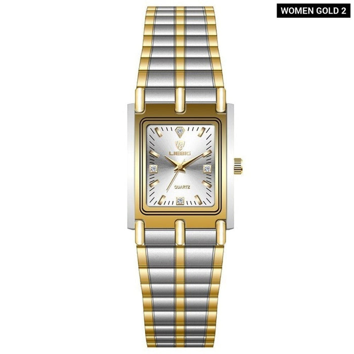 Luxury Stainless Steel Bracelet Quartz Watches Male Ladies Clock Fashion Golden Wristwatches Mens Women