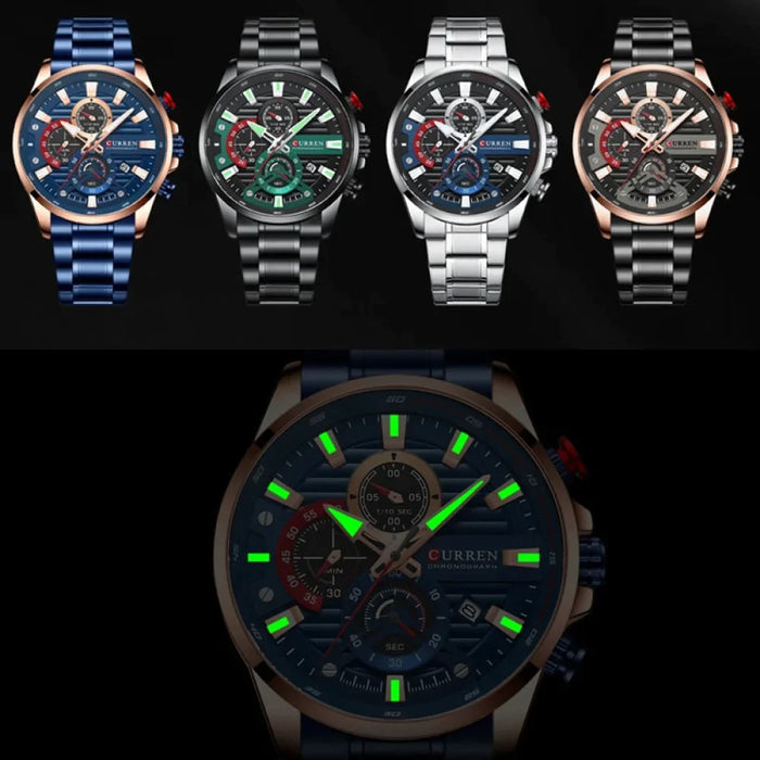 Casual tainless Steel Quartz Men's Wristwatches With Chronograph Auto Date