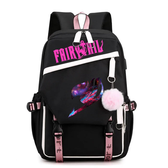 Fairy Tail Anime Print Bag For Teens Casual Usb Backpack For Boys And Girls
