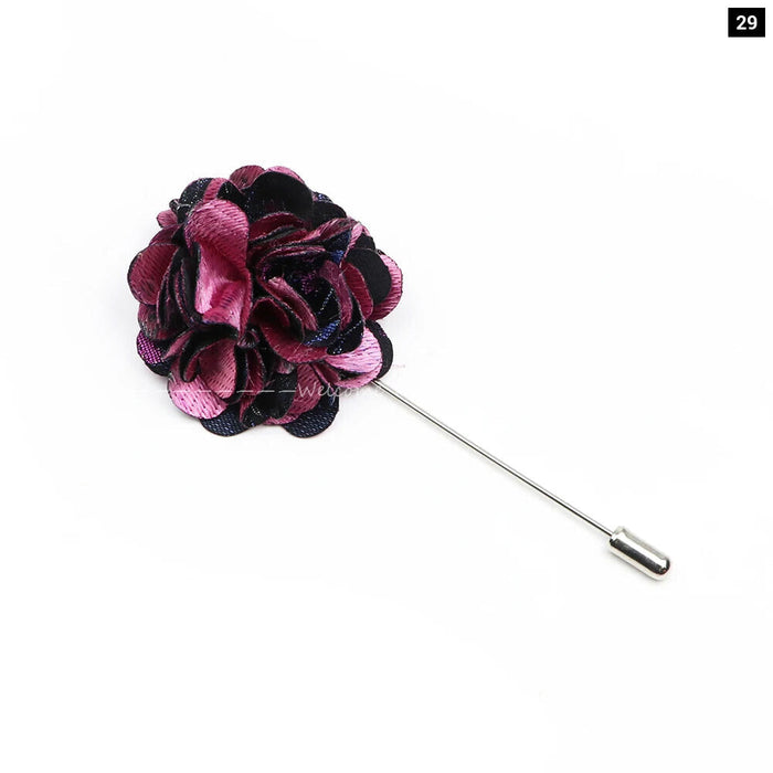 Handmade Romantic Flower Brooch Mens Wedding Suit Accessory