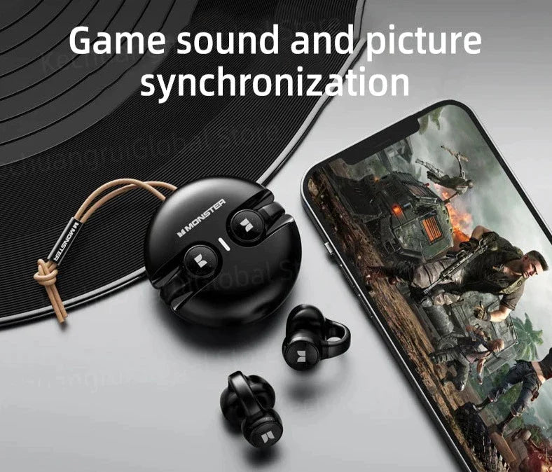 Wireless Bluetooth 5.3 Xkt21 Clip-On Touch Control Gaming Earphones With Earbuds Earclip & Long Standby