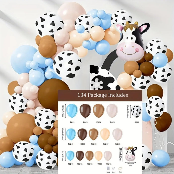 134Pcs Cow Balloon Set Cow Head Aluminum Film Balloon Farm Animal Themed Party Decorations Or Birthday Party Decorations