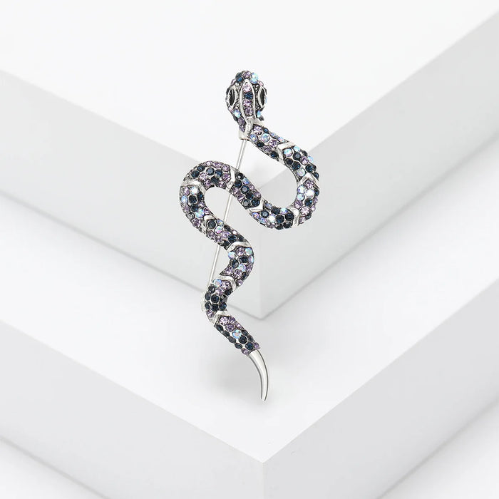 Sparkling Snake Brooch Pin 3 Colour Rhinestone Lapel Pin For Clothing