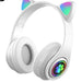 Foldable Wireless Headphones With Cat Ears And Led