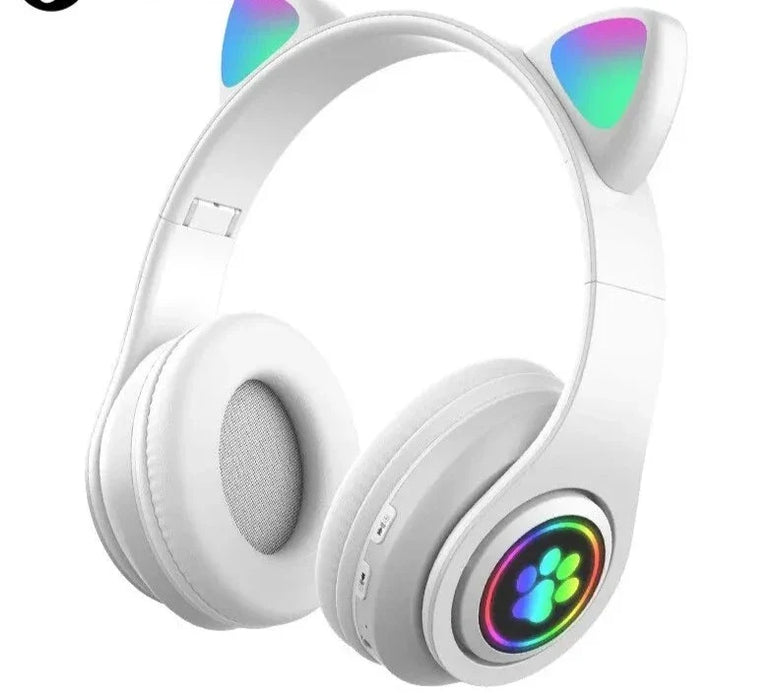 Foldable Wireless Headphones With Cat Ears And Led