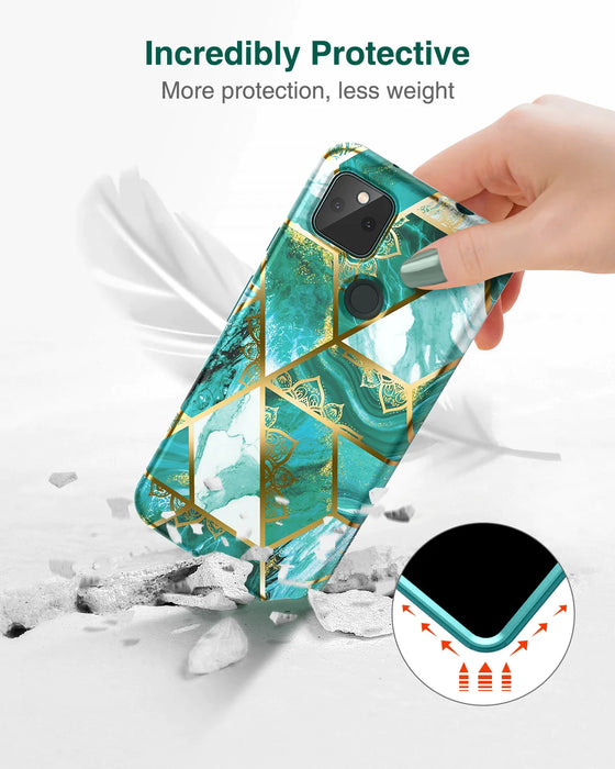 Marble Flower Shockproof Case For Google Pixel 5a 5g