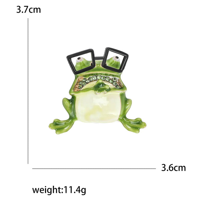 Frog Enamel Pin Glasses Lapel Pin For Women Funny School Accessory Gift