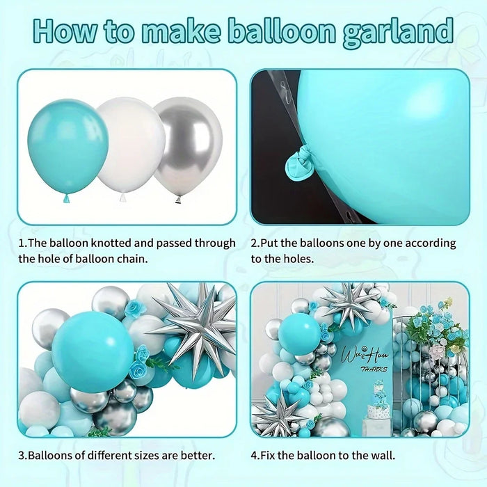 114Pcs Blue And Green Balloon Wreath Arch Set Suitable For Anniversaries Graduation Season Birthdays And Other Party Decoration