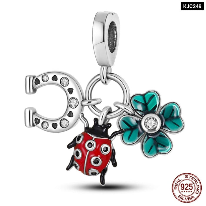 Fit Pandora 925 Original Bracelet 925 Sterling Silver Flower Bird Series Charms Beads For Women DIY Jewelrys Making