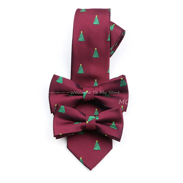 Christmas Tie Set Red Snowflake Pattern Parent-Child Polyester Gift Accessory