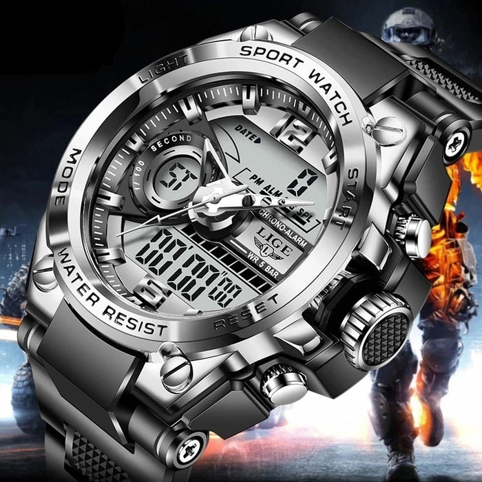 Men Military Watch Digital 50m Waterproof Wristwatch LED Quartz Clock Sport Watch Male Big Watches Men