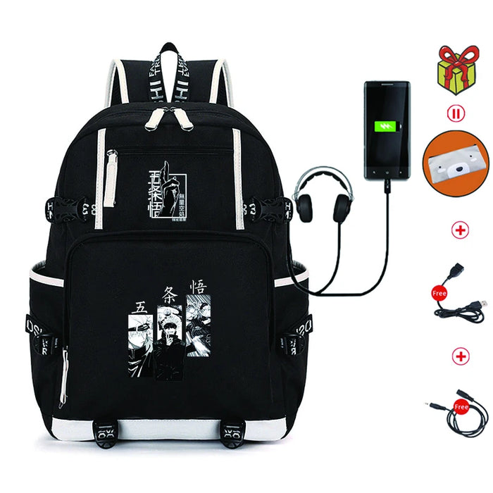 Unisex Anime Jujutsu Kaisen School Multifunction USB Charging Backpack