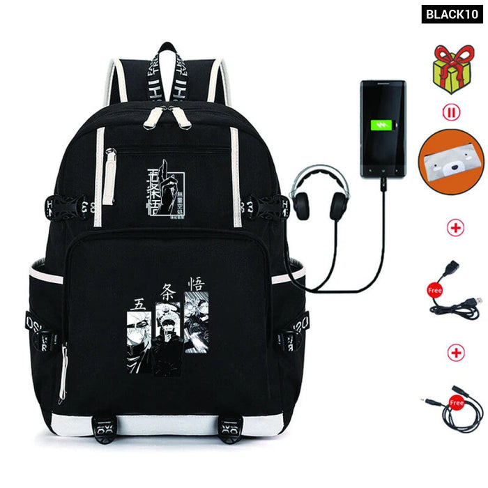 Unisex Anime Jujutsu Kaisen School Multifunction USB Charging Backpack